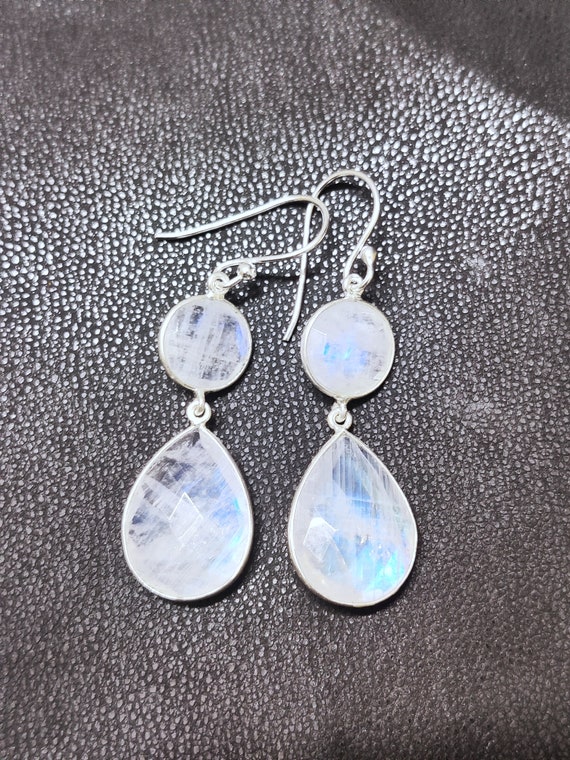 Flongo Orecchini Donna Boho Con Pietra Di Luna Cavo E Design Astratto – Ipoallergenici In Acciaio Inox - 5