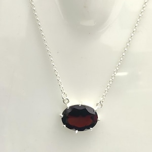 Garnet-Silver Necklace, Garnet Necklace, Women Necklace, Sterling Silver Necklace ,