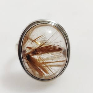 Lovely Golden Rutile Quartz Ring, Rutile Quartz Ring, Rutile Quartz Silver Ring, Women Ring, Gemstone Ring,