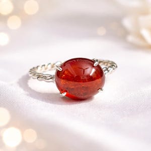 Hermoso anillo de granate espesartita, anillo de granate naranja, anillo de plata de granate espesartita, anillo de mujer, anillo de plata esterlina
