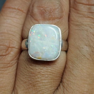 Australian Opal Sterling Silver Ring: Handmade Gemstone Jewelry