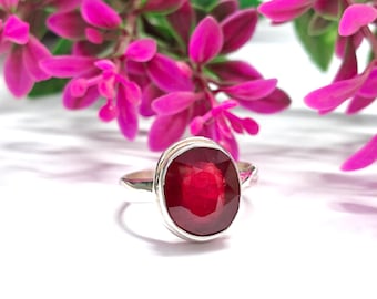 Beautiful Ruby Ring,Ruby Silver Ring, Women Ring, Sterling silver Ring, Large Stone Ring