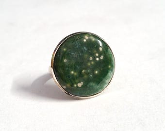 Ocean Jasper Ring,Jasper Silver Ring, Women Ring, Sterling silver Ring,Green Jasper Ring