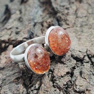 Double Sunstone Ring, Sunstone Ring, Sunstone Silver Ring, Women Ring, Silver Ring, Sunstone Sterling Silver Rings