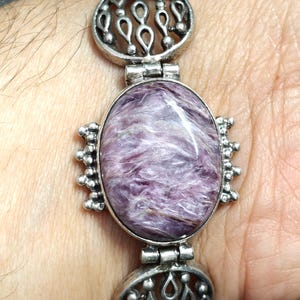 Charoite Bracelet,Charoite Silver Bracelet,Women Bracelet, Sterling silver Bracelet,Women Bracelet