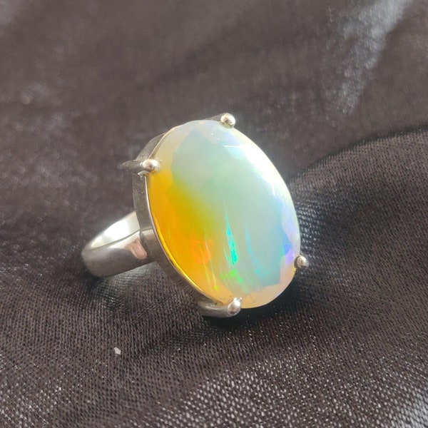 Large opal Ring, Opal Silver Ring, Opal Ring, White Opal Ring,Welo Opal Ring, Women Ring, Sterling Silver Ring, Opal Gemstone Ring