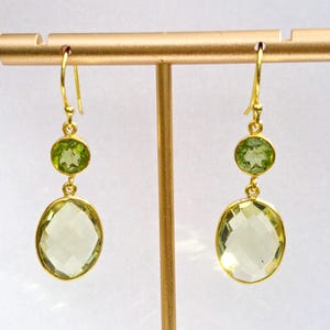 Örhängen med citronkvarts och peridot, silverpläterade örhängen, örhängen för kvinnor, örhängen med citronkvarts