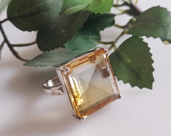 Natural  citrine Ring, Citrine Silver Ring, Gemstone Ring, Women Ring, Sterling Silver Ring, yellow citrine Ring,925 Silver Ring