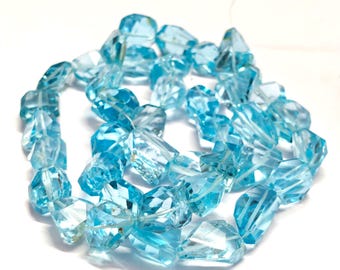 Sky Blue Topaz Nugget Beads: Faceted Gemstone Jewelry Making,Blue topaz Beads,Natural Blue Topaz Nuggets