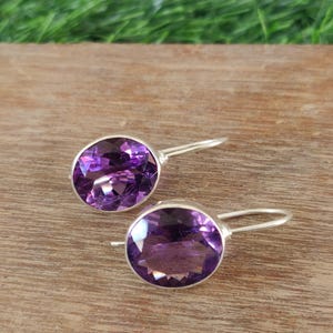 Handmade Sterling Silver Amethyst Earrings: Gemstone Dangle Earrings