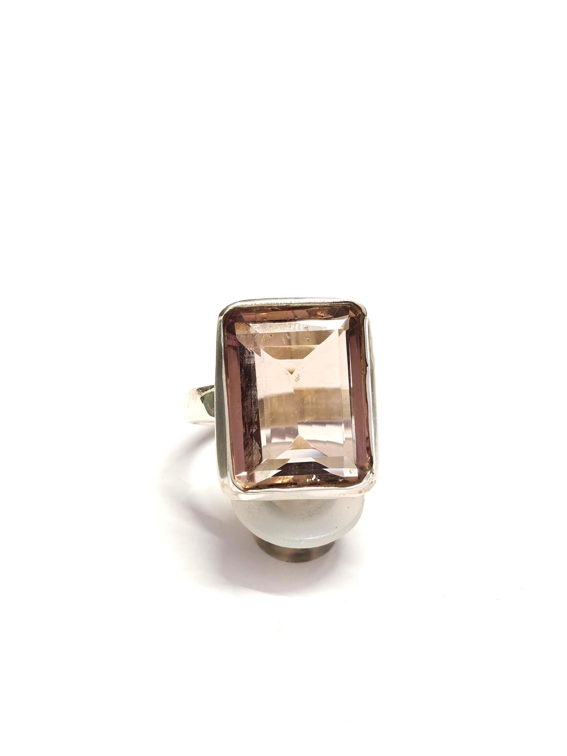 Bague Amétrine 20x11x7 Mm Argent Massif – Taille 54, Neuf Avec étiquettes, Made In France