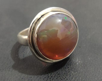 Natural Black Opal Ring, Black Opal Silver Ring, Large Black Opal Ring, Black Opal Ring, Women Opal Ring, Sterling Silver Ring