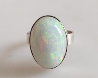Natural Opal Ring , Opal Silver Ring, White Opal Ring, Welo Opal Ring, Women Opal Ring, Sterling Silver Ring
