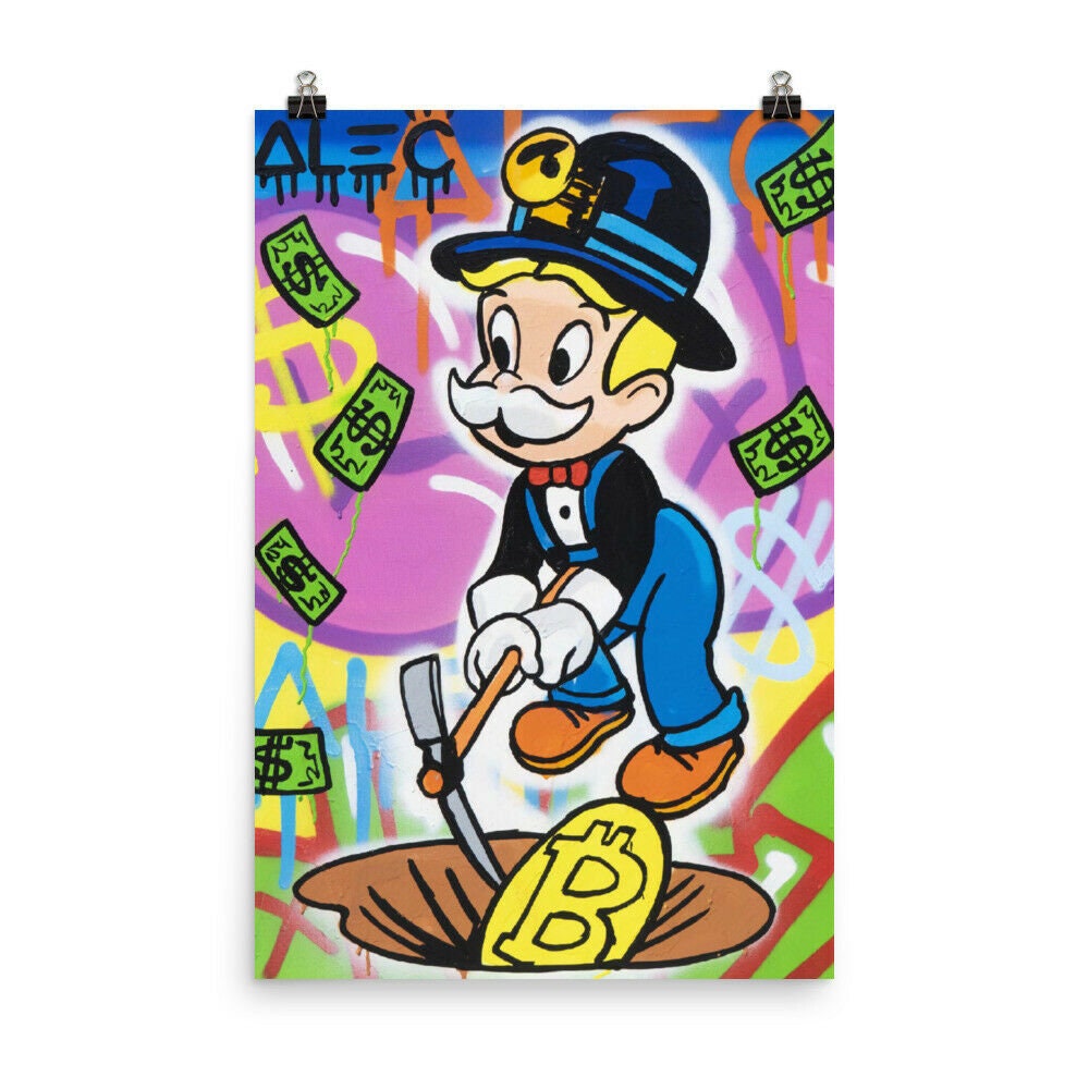 Alec Monopoly Picture Print Richie Rich bitcoin Farming Art Etsy