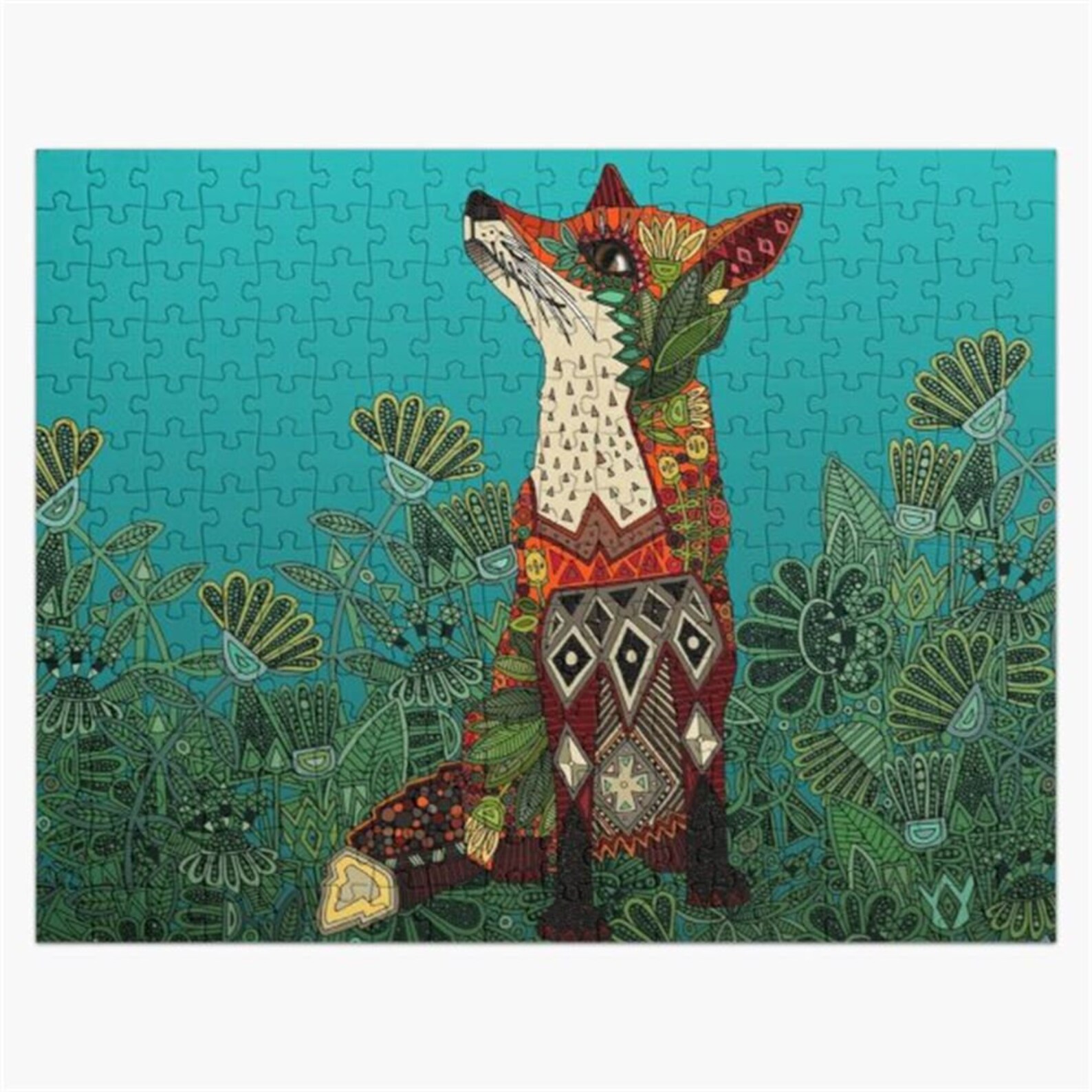 Rompecabezas de Zorro Floral Etsy