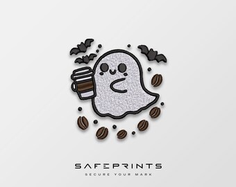 Coffee Ghost Embroidery Design, Bats, Cute Halloween File
