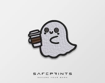 Ghost with Coffee Embroidery Design, Cute Halloween File