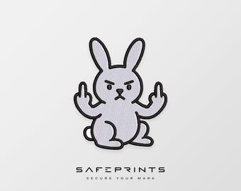 Funny Easter Bunny Embroidery Design: Middle Finger Rabbit (5 Sizes)
