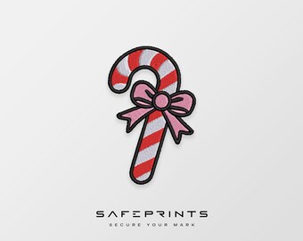 Candy Cane with Bow Embroidery Design: Christmas File (PES, JEF, DST)