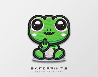 Sitting Frog Giving Middle Finger Embroidery Design File, Funny Frog Design, Embroidery Frog File, Trendy Design, Cute File