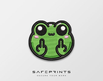 Cute Frog Middle Finger Embroidery Design (Digital Download)