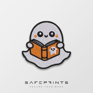Cute Ghost Reading Book Embroidery Design, 4 Sizes, Ghost Design, Embroidery Ghost File, Trendy Design, Halloween Design, Spooky Season PES