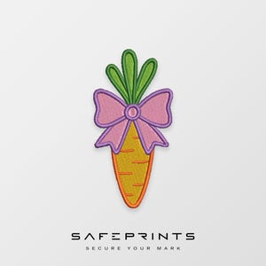 Carrot With Pink Bow Embroidery Design File: Easter Carrot Pattern