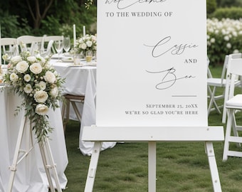 ミニマリストなウェディングウェルカムサイン、編集可能なCanvaテンプレート（PDF）