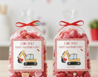 バレンタインデーのキャンディバッグに使えるパーソナライズラベル、ギフトタグ（Canvaテンプレート）