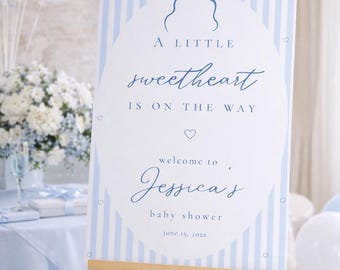 小さなスイートハートのベビーシャワー用ウェルカムサイン（男の子バージョン）、Canva、ベビーシャワー用ウェルカムサイン