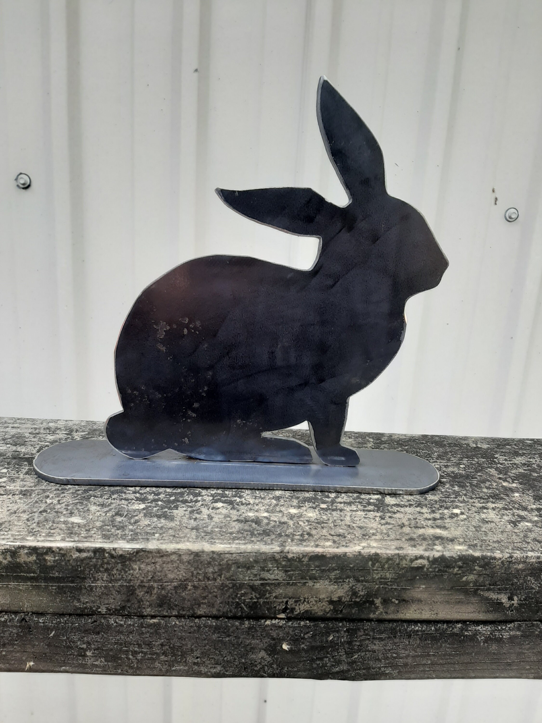 Bunny Rabbit Metal Art on Base Etsy