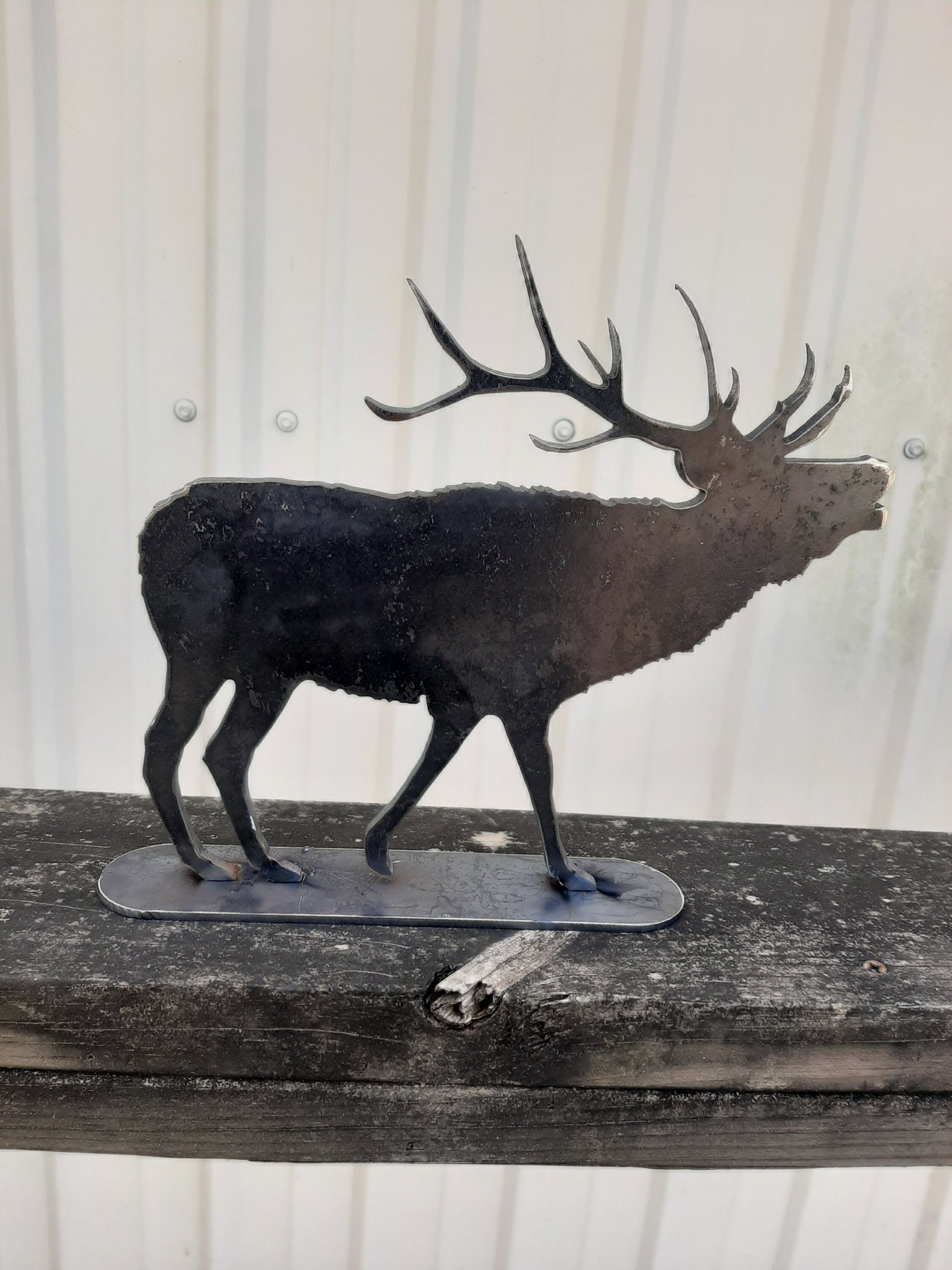 Elk Metal Art With Base Etsy