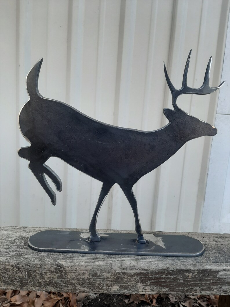 Deer Metal Art on Base Etsy
