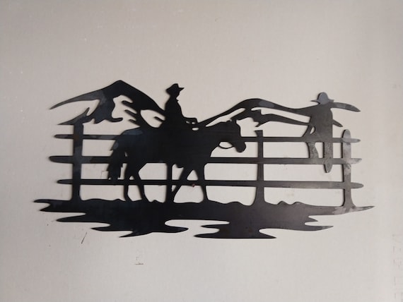 Cowboy and Ranch Scenery Cutout Plasma Art | Etsy