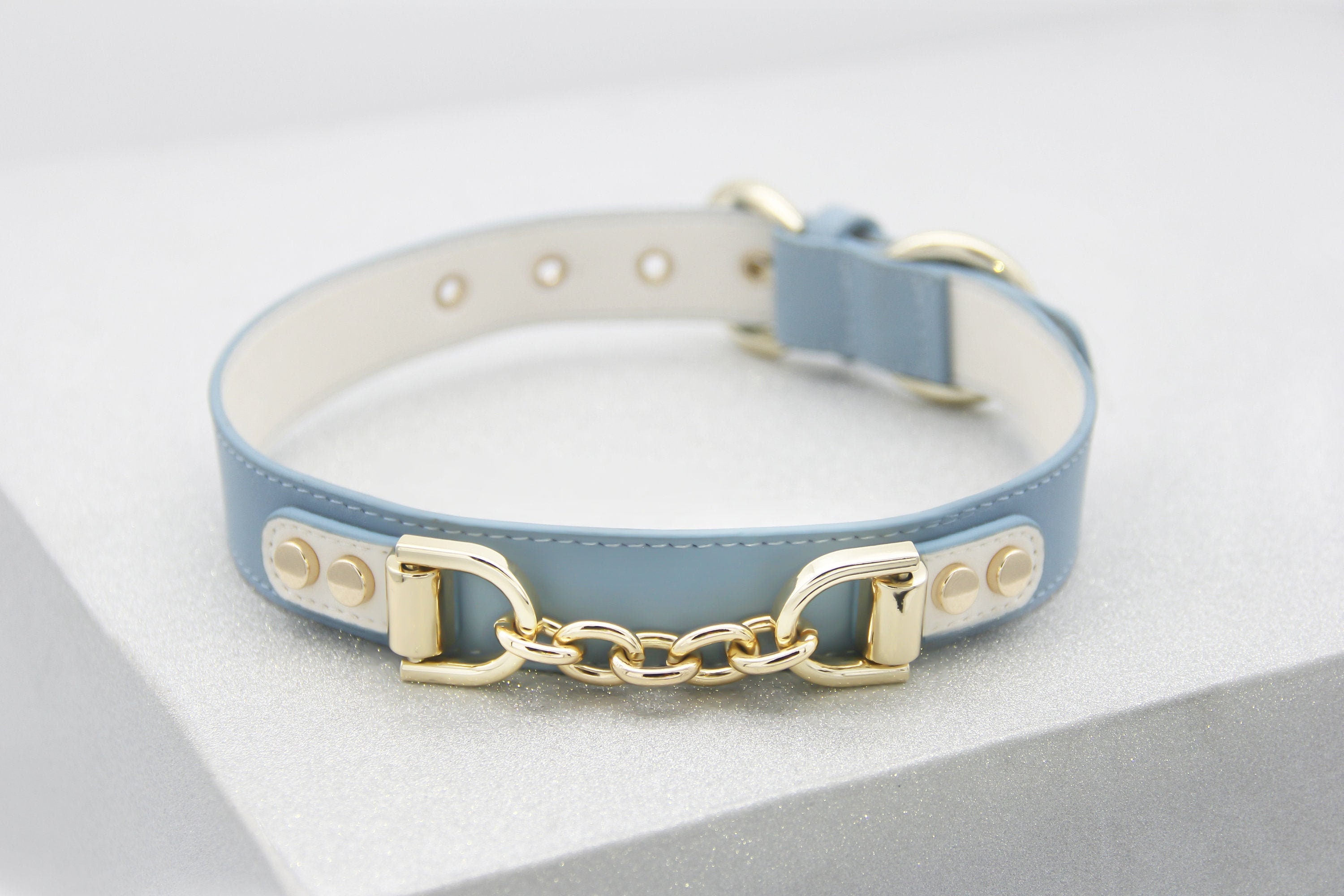 Blue Dog Leather Collar Dual Color waterproof dog collar with Etsy
