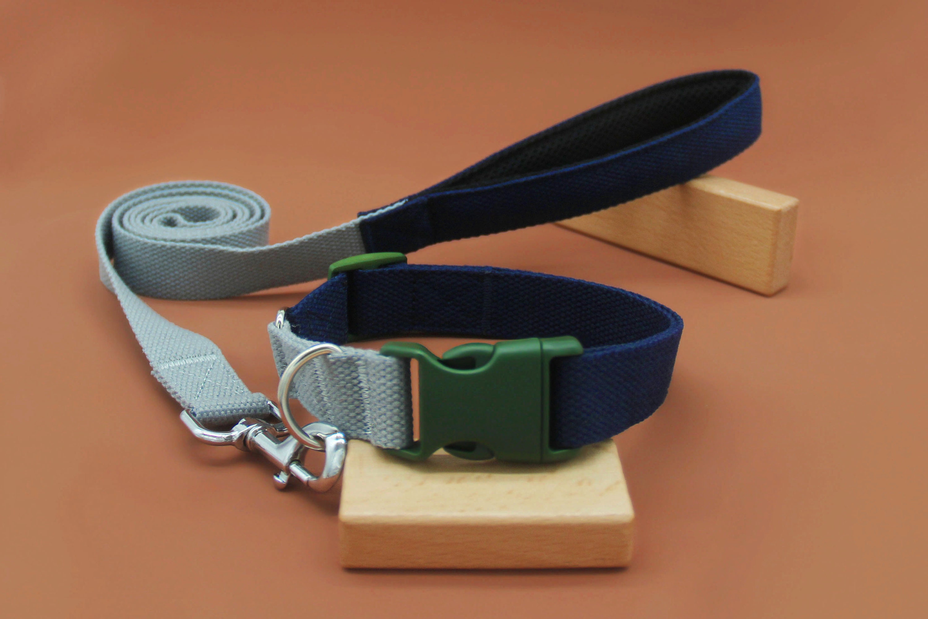 Navy Blue Dog Collar and Leash Matching Set with Soft Padded Etsy