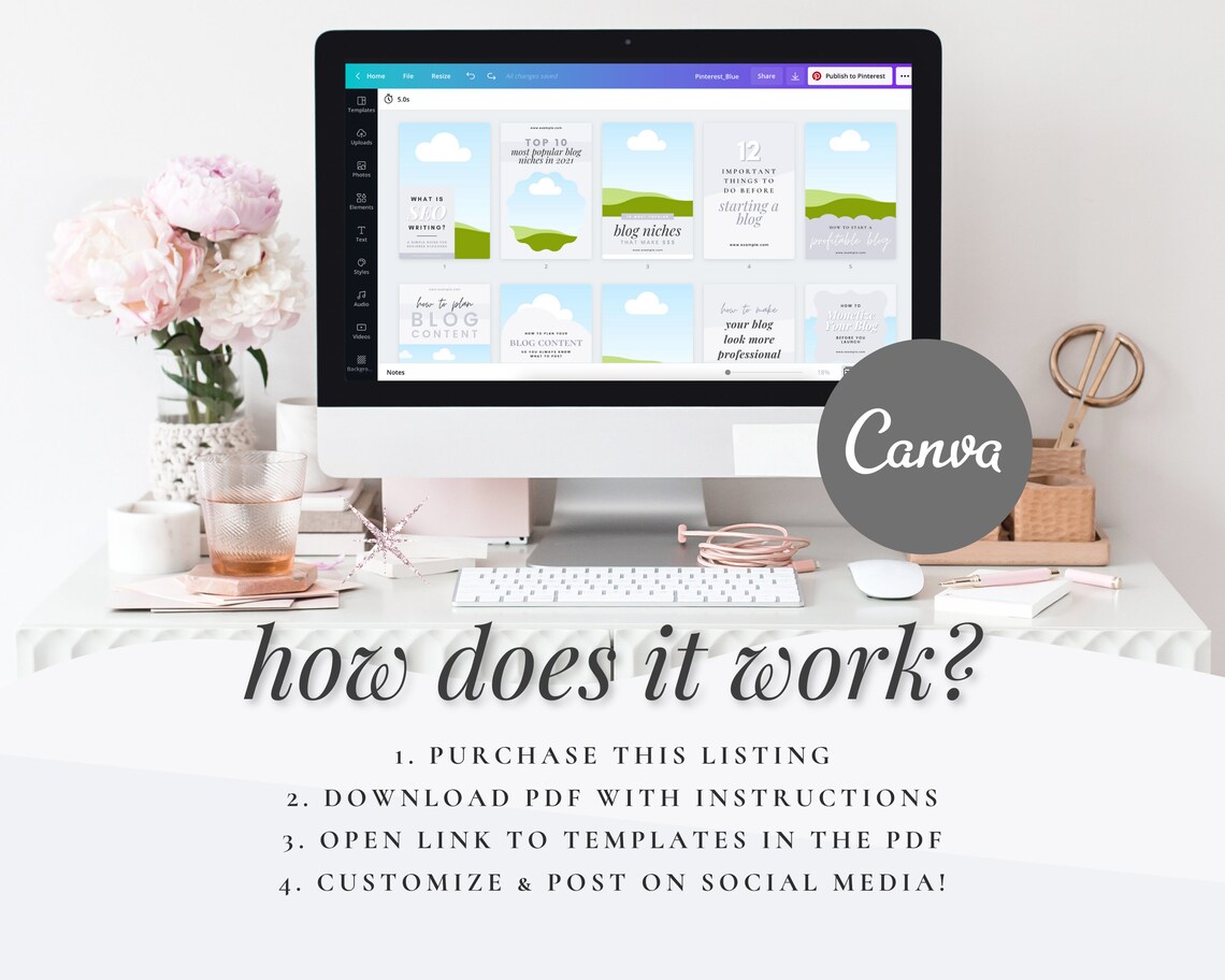 24 Feminine Pale Baby Blue Pinterest Canva Templates Fully Etsy