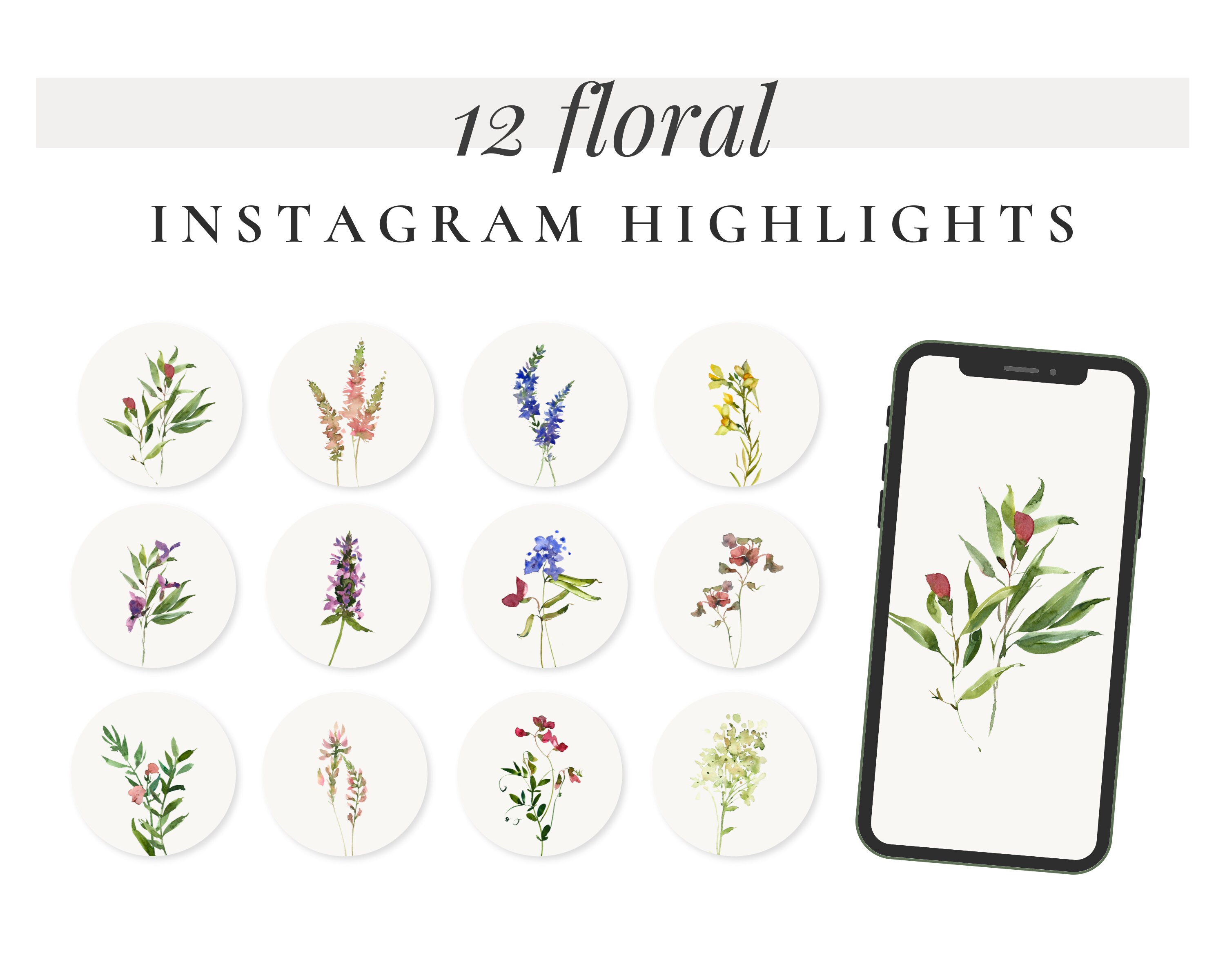 12 Floral Instagram Highlight Icons Colorful Flowers Etsy