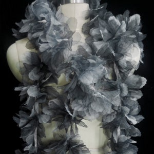 Schwarzer 3D Organza Stoff, Farbverlauf Blumen Blätter Stoff, DIY 5,12 &#39;&#39; Breite Tüll Stoff, Braut Blumen Stoff, Hochzeit Stoff Halber Hof