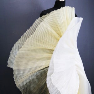White Yellow Pleated Organza Fabric, Ruffle Sheer Organza Fabric, 8 Colors To Choose, 39.37&#39;&#39; Width Wedding Dress Fabric, Sold By 1 M