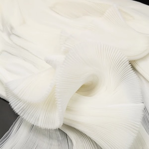 White Pleated Organze Fabric, Stiff Ruffle Organza Fabric, Transparent Pleat Fabric, 57&#39;&#39; Sheer Wedding Fabric, Costume Supplies By The Yard
