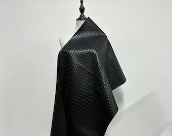 PU Faux Leather Fabric, Plaid Leatherette Fabric, Texture Waterproof Leather Fabric, Black White Upholstery Material, Sofa & Garment Fabric