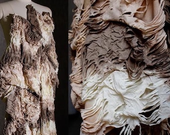 Kameel zachte jacquardstof, stof met kleurverloop kwasttextuur, deinende gat designerstoffen, 3D-textuur composiet elastische stof, doe-het-zelf