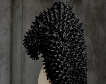 Black Durian Pleat Fabric, Creative Stretch 3D Fabrics, Hedgehog Texture Fashion Fabric, Handmade Wedding Fabrics, Fabric by the One Yard