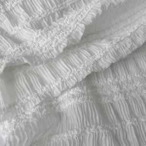 Ruffled White Pleated Chiffon Fabric, Tulle Material With Irregular Pleats, Wave Mesh Sheer Fabric, Wedding Prom Dress, Craft Fabric Decor
