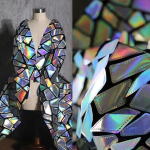 Laser Gradient TPU Fabric, Illusion Daylight Refraction Fabrics, Creative Mirror Clothing Design Fabrics, 51&#39;&#39; Wide Fashion Designer Fabric