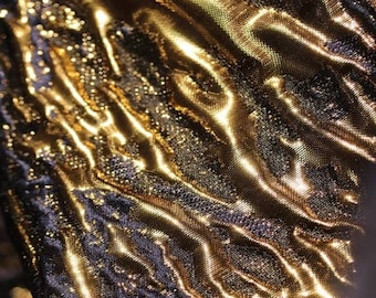 Vintage Veined  Glitter Heavy Texture Fabrics, 3D Gold Jacquard Fabric, Irregular Pleated Folds Fabric, Embossed Fashion Wedding Fabrics