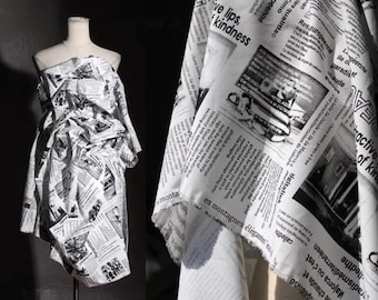 Newspaper Elements Shirt Fabric, Creative Printing Cotton Fabric, Letters Polyester Sewing Fabrics, DIY Fabric for Costume, Designer Fabric