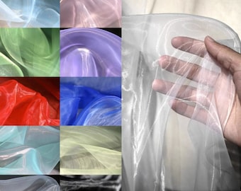 Tela de organza con purpurina psicodélica, tela de malla transparente con textura, tela de tul suave para bodas, tela de organza fina y suave, telas de diseñador