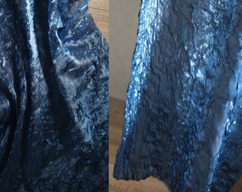 Tela de ondas de agua azul oscuro, tela plisada irregular, tela de costura con textura de ondas 3D, telas para bodas, tela de diseño reflectante